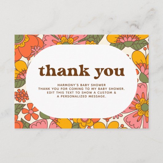 Bonjour bébé | Fleurs Super Retro Boho Merci (Devant)