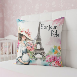 Bonjour Bebe Floral Eiffeltoren Parijs Baby shower Kussen
