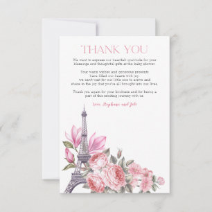 Bonjour Bebe   Floral Frans Baby shower Bedankkaart
