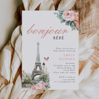 Bonjour Bébé France Baby shower Invitation