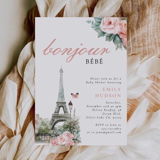 Bonjour Bébé France Baby shower Invitation