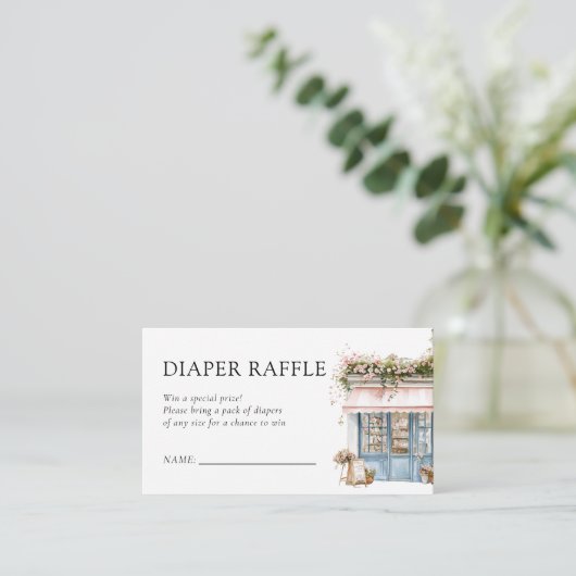 Bonjour Bébé Frans Baby shower Luier Raffle Informatiekaartje (Staand voorkant)