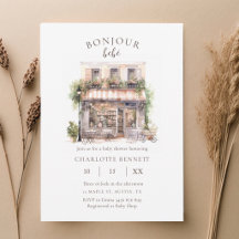 Bonjour Bébé Frans Café Baby Shower Uitnodiging |