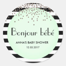 Bonjour bebe frans geïnspireerd baby shower sticke