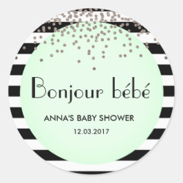 Bonjour bebe frans geïnspireerd baby shower sticke ronde sticker