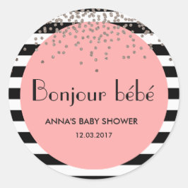 Bonjour bebe frans geïnspireerd baby shower sticke ronde sticker