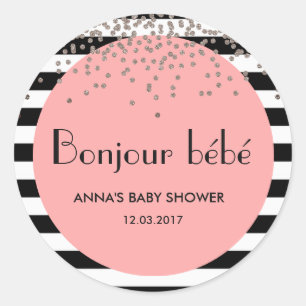 Bonjour bebe frans geïnspireerd baby shower sticke ronde sticker