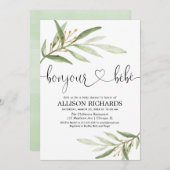 Bonjour Bebe Frans groen goud genderneutraal Kaart (Voorkant / Achterkant)