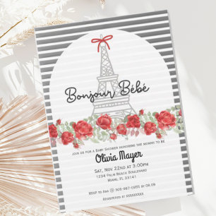Bonjour Bebe Frans Paris Elegant Baby shower Kaart