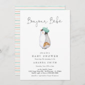 Bonjour Bebe Frans Pinguïn Neutraal Baby shower Kaart (Voorkant / Achterkant)