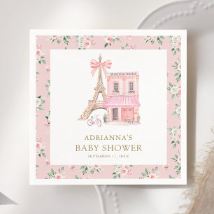 Bonjour Bebe Frans Roze Parijse Café Baby shower Servet