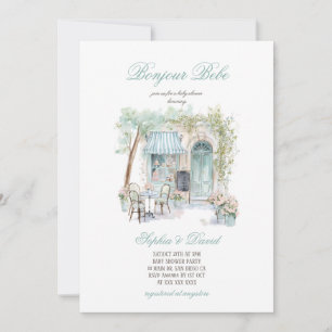 Bonjour Bebe Franse bloemencafé baby shower  Kaart