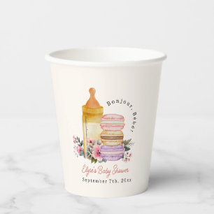 Bonjour Bébé Franse Macarons & Melk Baby shower Papieren Bekers