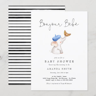 Bonjour Bebe Franse olifant Baby Boy Shower Kaart