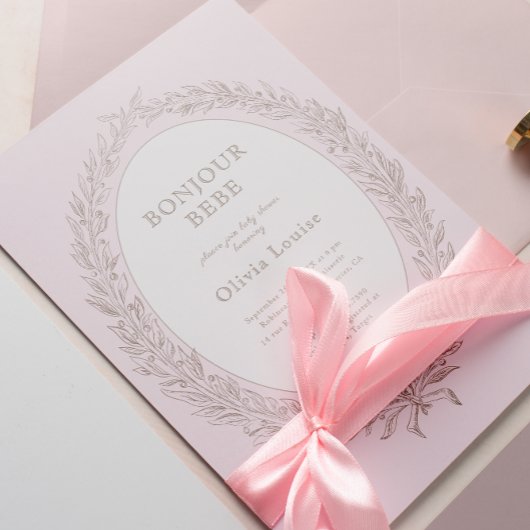 Bonjour Bebe Franse Patisserie Baby shower Roze Kaart