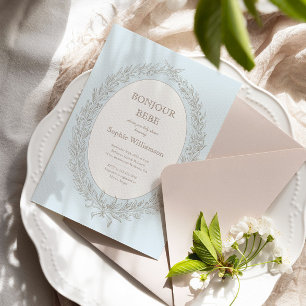 Bonjour Bebe Franse Patisserie Blauw Baby shower Kaart