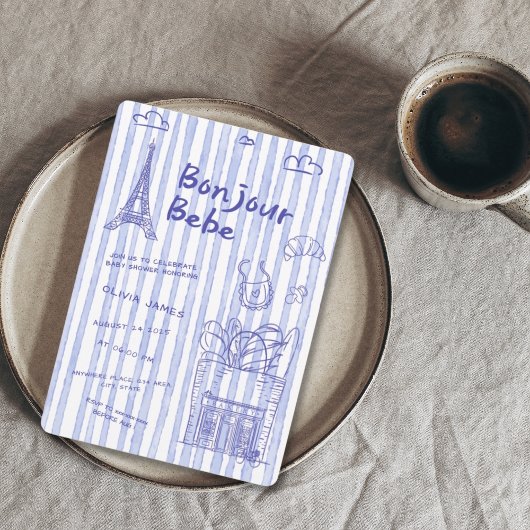 Bonjour Bebe French baby shower invitation