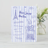 Bonjour Bebe French baby shower invitation (Debout devant)