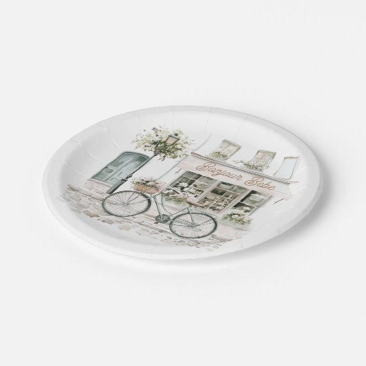 Bonjour Bebe French Baby shower Papieren Bordje (Gekanteld)