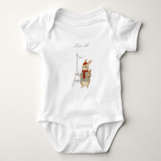 Bonjour Bebe French Rabbit Baby shower Romper (Voorkant)
