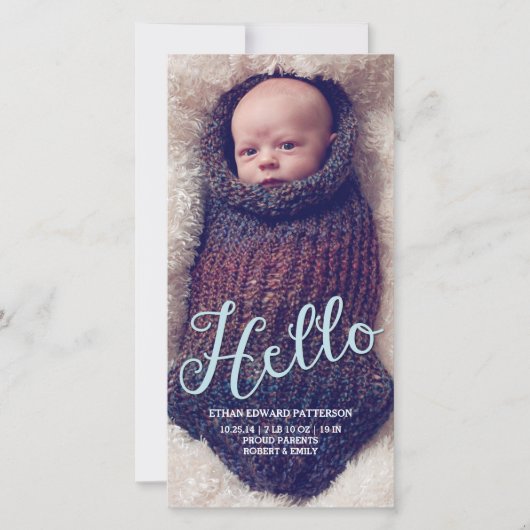 Bonjour bébé garçon Faire-part de naissance modern (Devant)
