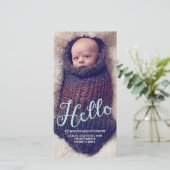 Bonjour bébé garçon Faire-part de naissance modern (Debout devant)