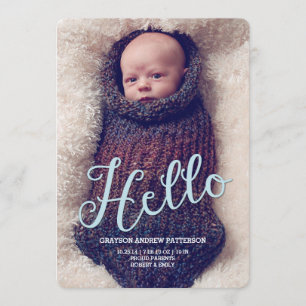 Bonjour bébé garçon Faire-part de naissance modern