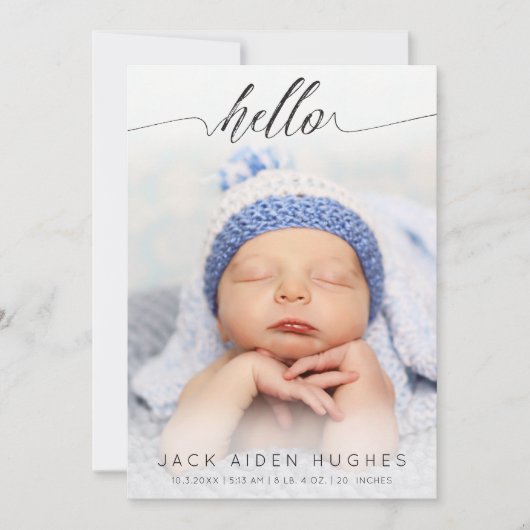 Bonjour bébé garçon fille Cartes photos Faire-part (Devant)