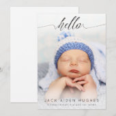 Bonjour bébé garçon fille Cartes photos Faire-part (Devant / Derrière)