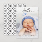 Bonjour bébé garçon fille Cartes photos Faire-part (Devant / Derrière)