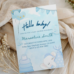 Bonjour Bébé ! Invitation Baby Shower - Genre Neut
