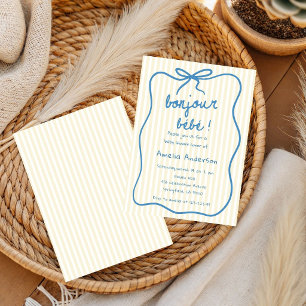 Bonjour bébé Invitation Baby Shower Paris Hand Dra