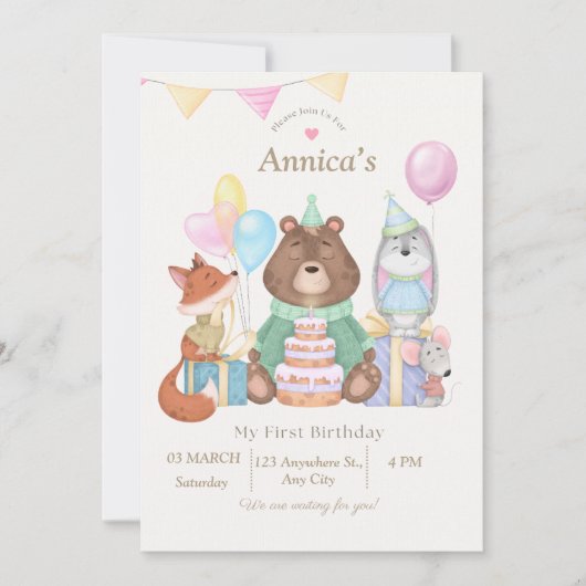 Bonjour Bébé | Invitation de Bienvenue pour Bébé a (Devant)
