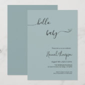 Bonjour bébé, invitation minimaliste Baby shower (Devant / Derrière)
