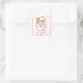 Bonjour Bébé Melk en Cookies Modern Baby shower Vierkante Sticker (Tas)