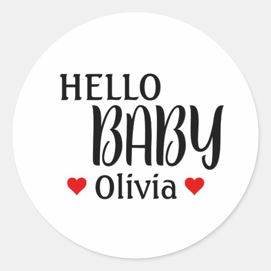 Bonjour bébé Olivia Red Hearts Stickers Baby showe (Devant)