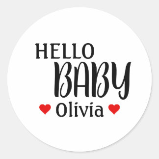 Bonjour bébé Olivia Red Hearts Stickers Baby showe