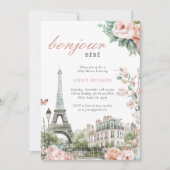 Bonjour Bébé Paris Baby shower français Invitation (Devant)