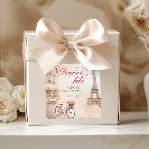 Bonjour Bébé Paris Baby Shower  Vierkante Sticker