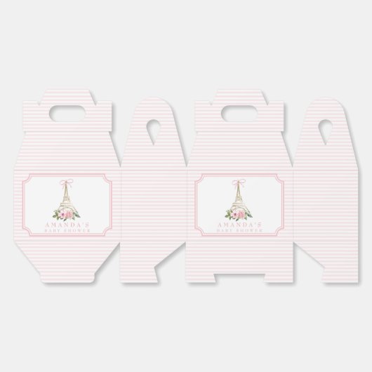 Bonjour Bebe Paris Frans-Roze Eiffel Baby shower Bedankdoosjes (Ongevouwen)