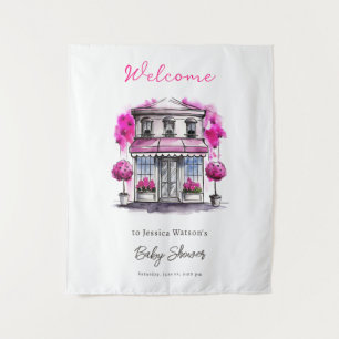 Bonjour Bebe Paris Frans Roze Zwart Baby shower Wandkleed