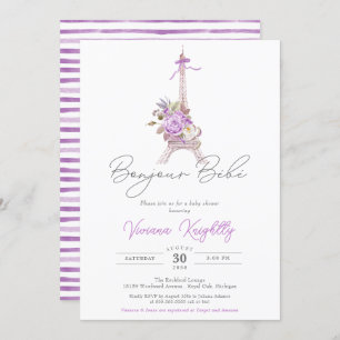 Bonjour Bebe Paris Frans Stripe Baby shower Kaart