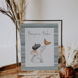 Bonjour Bebe Paris Franse Baby shower Sign Poster