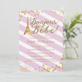Bonjour Bebe Paris Girl Baby shower Invitation 2 (Debout devant)