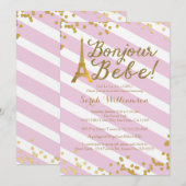 Bonjour Bebe Paris Girl Baby shower Invitation 2 (Devant / Derrière)