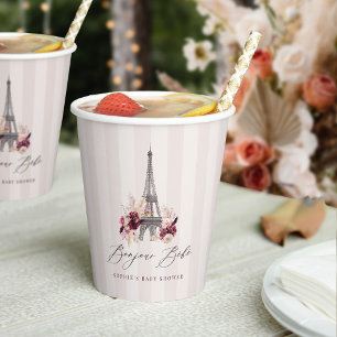 Bonjour Bebe Paris Thema Baby Shower Papieren Bekers