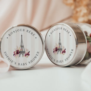 Bonjour Bébé Paris Thema Baby Shower Ronde Sticker