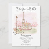 Bonjour Bebe Parisian café pink eiffel tower girls Kaart (Voorkant)