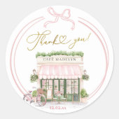 Bonjour bébé Pink Café parisien Merci Stickers (Devant)