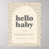 Bonjour bébé Retro Boho Daisy Welcome Poster (Devant)